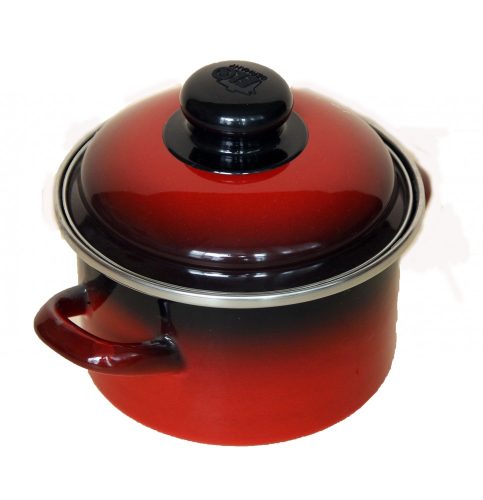 Enamel Pot 14 cm 1,25 L Red Black