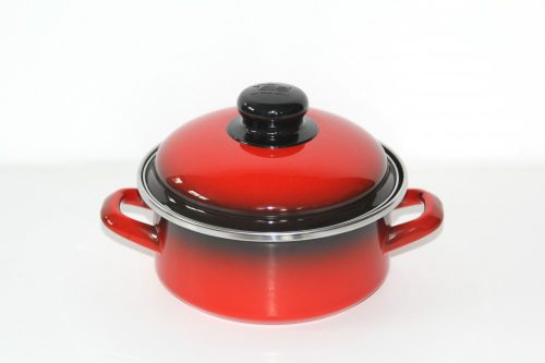 Enamel Pot with Lid 16 cm 1,5 L Red