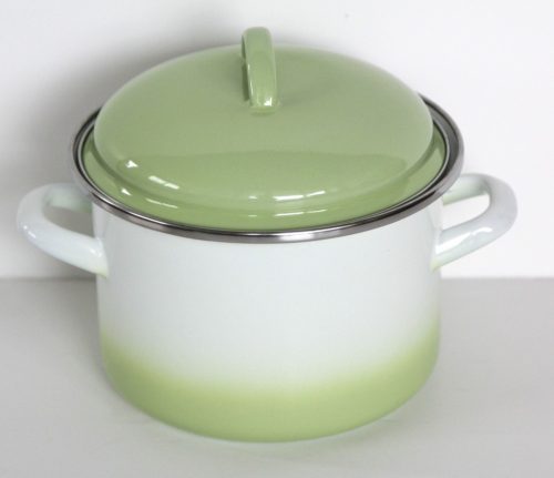 Enamel Pot 16 cm - 2 L green-white