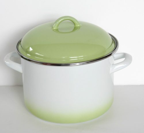 Enamel pot green-white 20 cm 4 L
